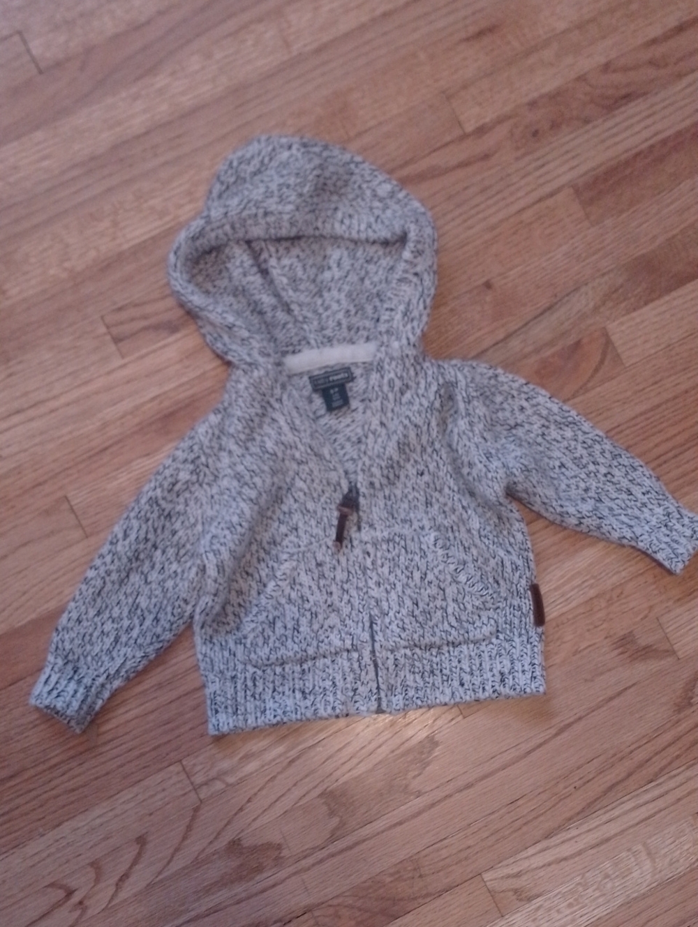 Baby Roots Knit Hooded Zip Sweater - Hethered Gray Knit